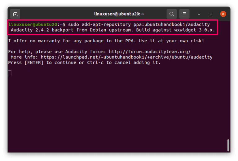 audacity ubuntu 20.04