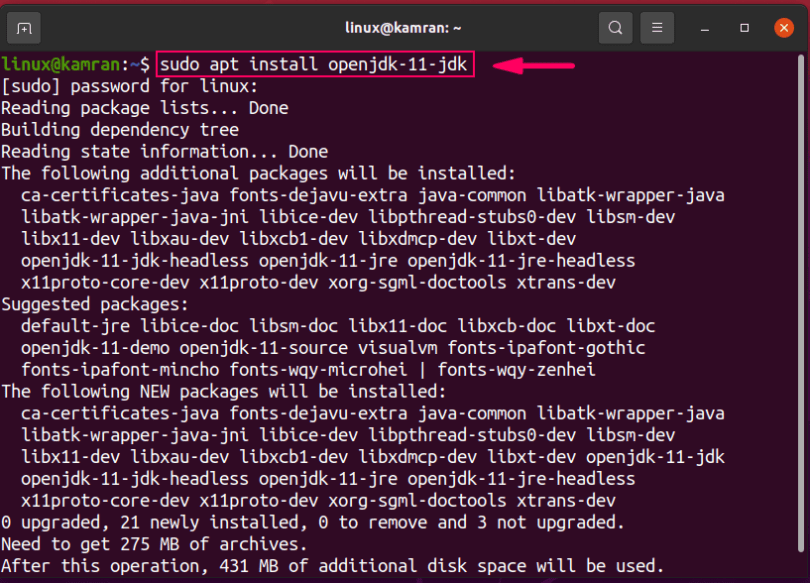 ubuntu 20.04 install openjdk 11