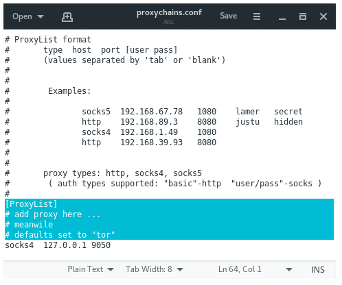 ProxyChain Config File