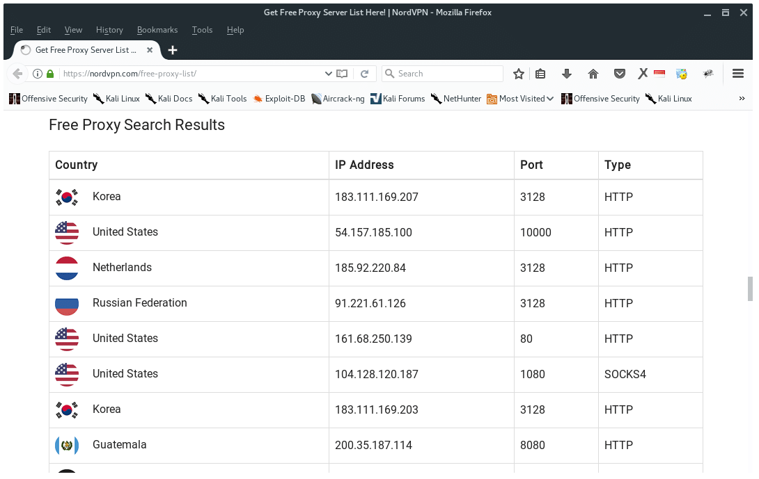 proxy list free