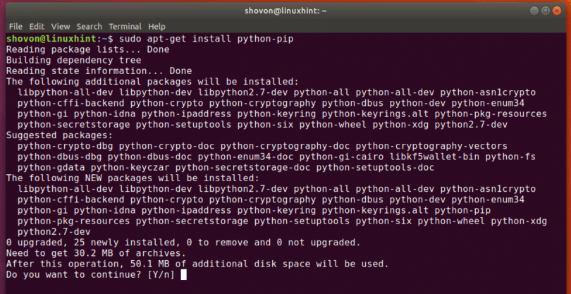 linux python install pip