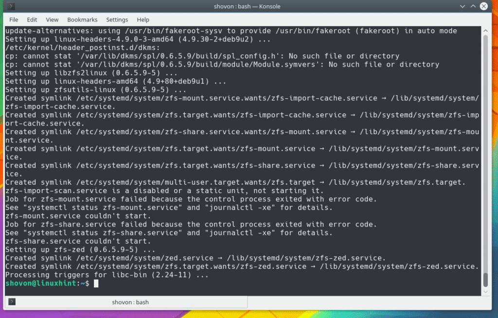Install and Setup ZFS on Debian 9 Linux Hint