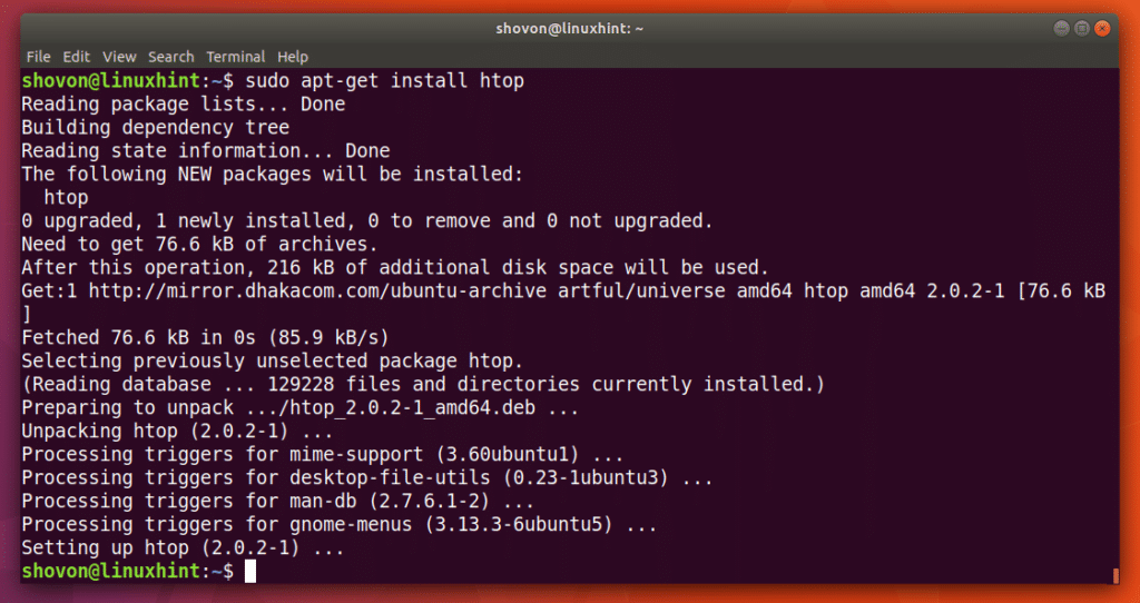 linux install htop
