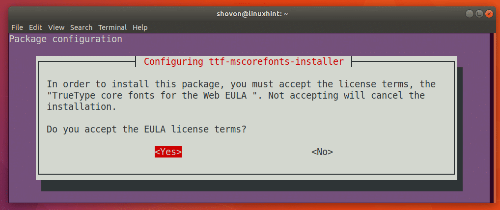 Ttf mscorefonts installer. Configuring ttf-mscorefonts-installer как нажать ok.