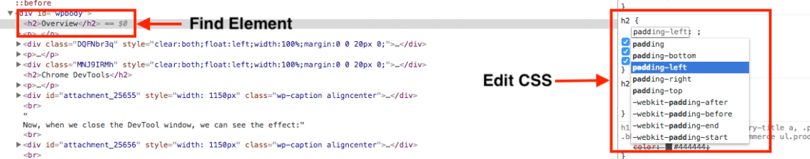 Rediger element CSS