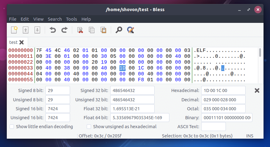linuxmint binary editor
