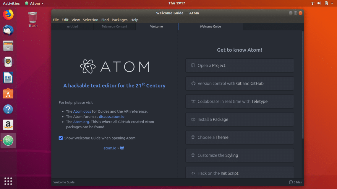 Как установить atom на ubuntu