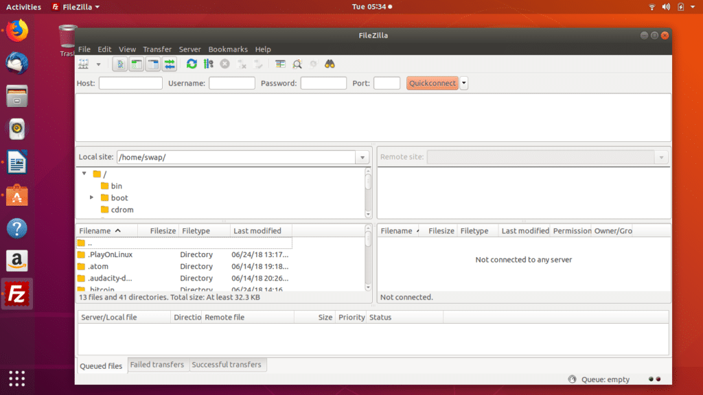 install filezilla ubuntu 18.04 terminal