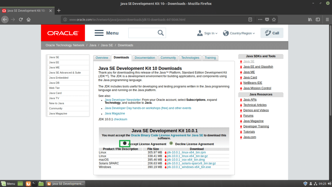 configure java se development kit 10 downloads