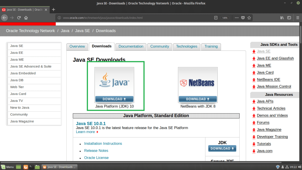 Install Oracle Java Development Kit (JDK) 10 on Linux Mint 19