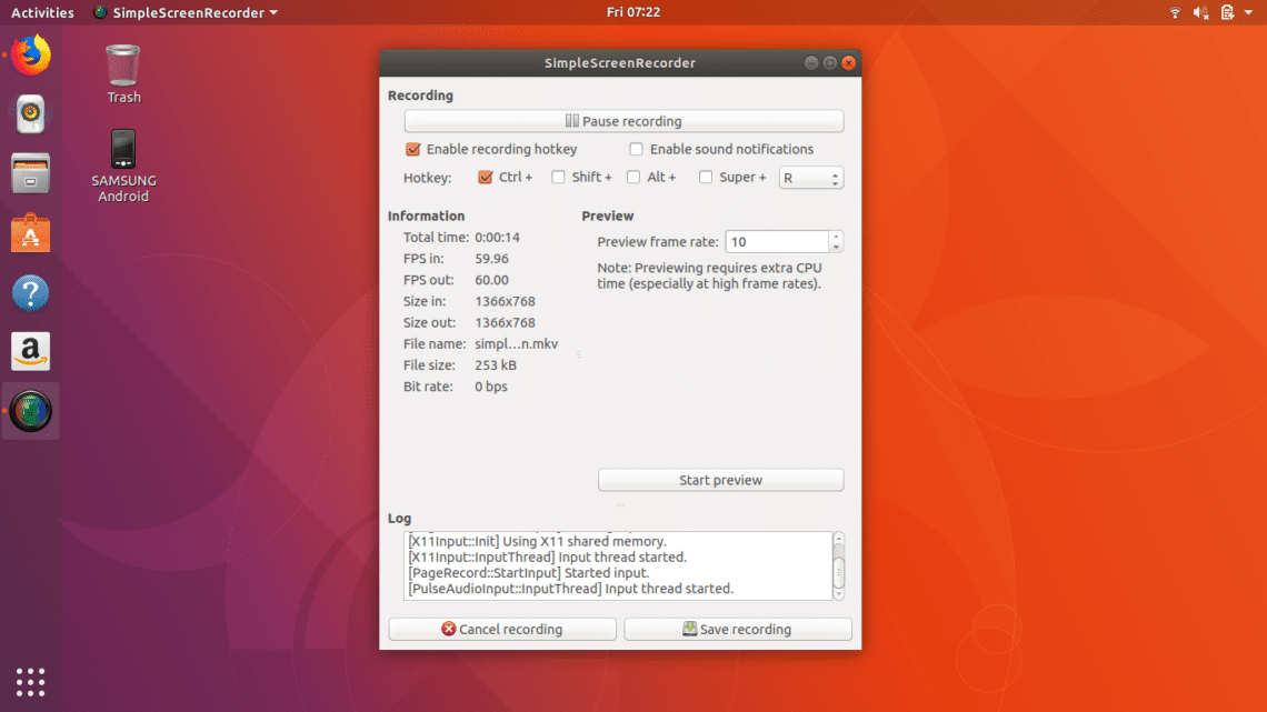 Ubuntu screen. SIMPLESCREENRECORDER Linux. SIMPLESCREENRECORDER Linux фото. Simple Video Recorder Linux. Linux Screen hotkeys.