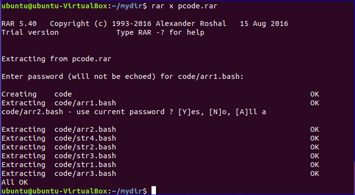 Создать архив rar ubuntu