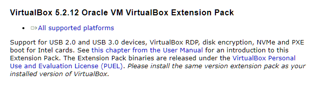 virtualbox extension pack