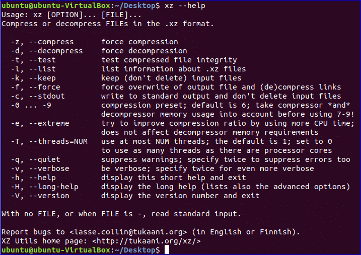 xz compression format