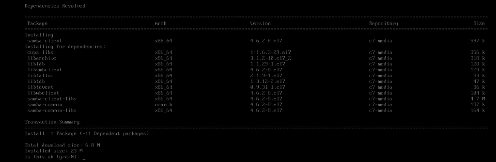 Centos 7 samba настройка