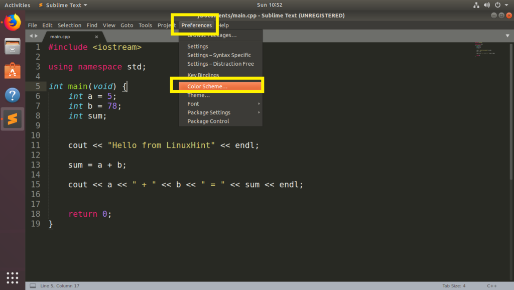 sublime text install color scheme