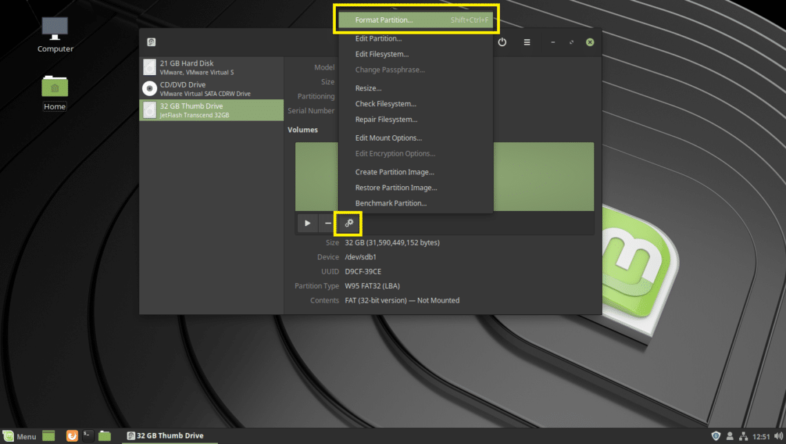 how to reformat hard drive encryption linux mint