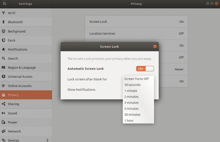ubuntu screen lock