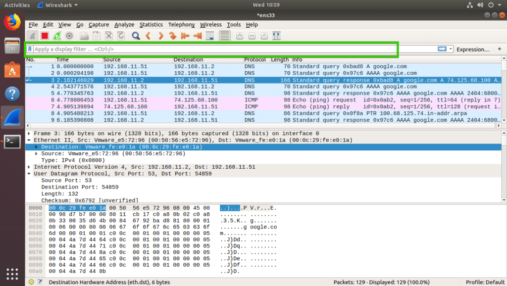 wireshark filter protocol dns