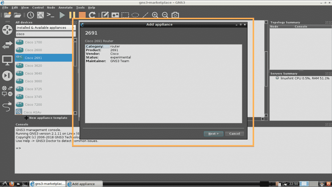 router ios for gns3