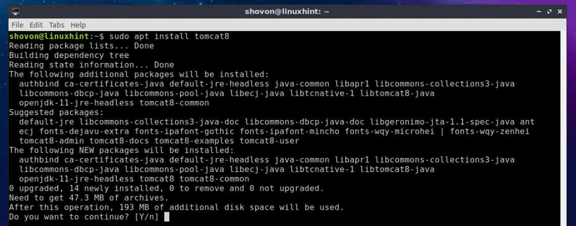 install apache tomcat 8 on linux