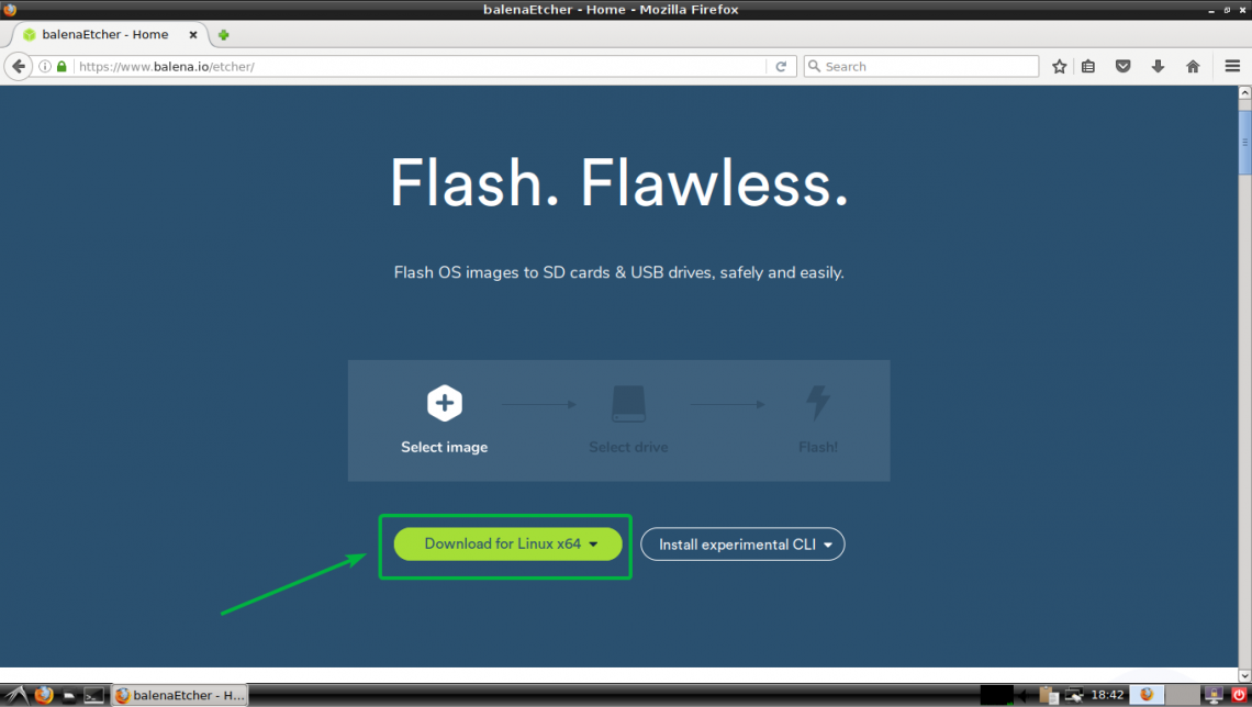 download the new balenaEtcher 1.18.8