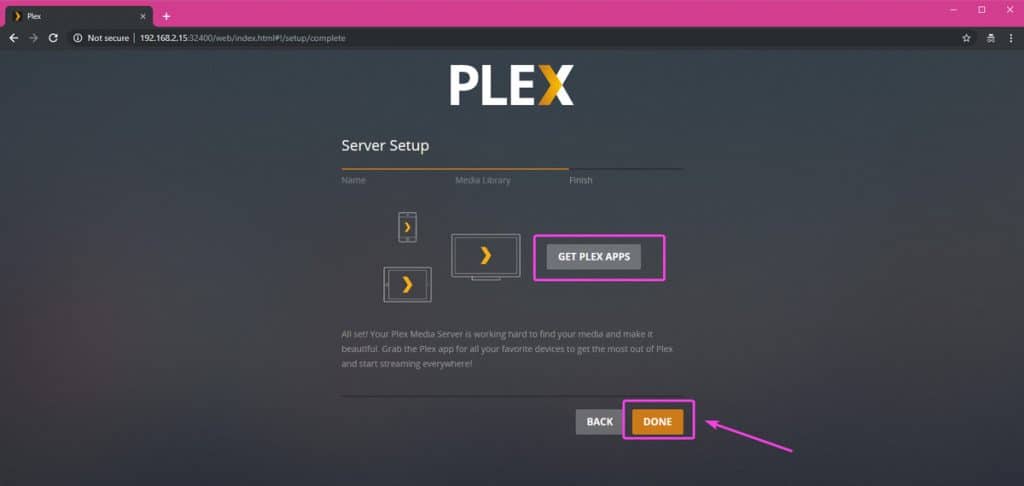 plex media server raspberry pi 3 no localhost