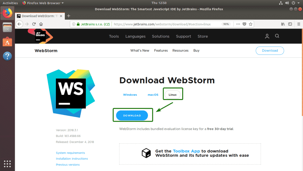 download webstorm linux