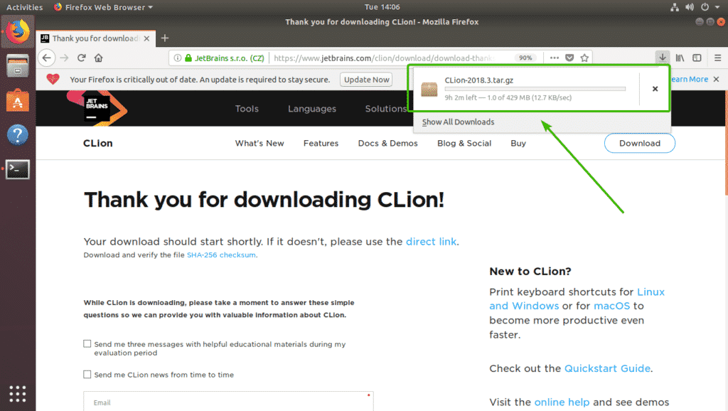 download the new version for windows JetBrains CLion 2023.1.4