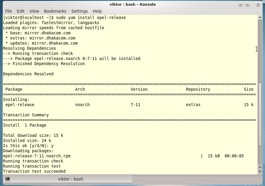 Yum installed packages. TBC transaction check.