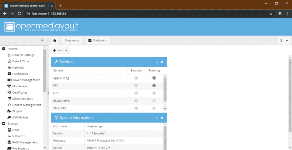 Setup OpenMediaVault on Raspberry Pi 3