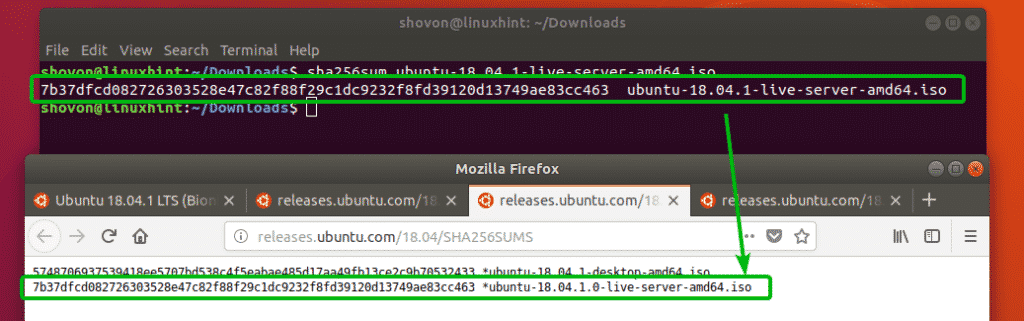 how to compute sha1sum linux iso file
