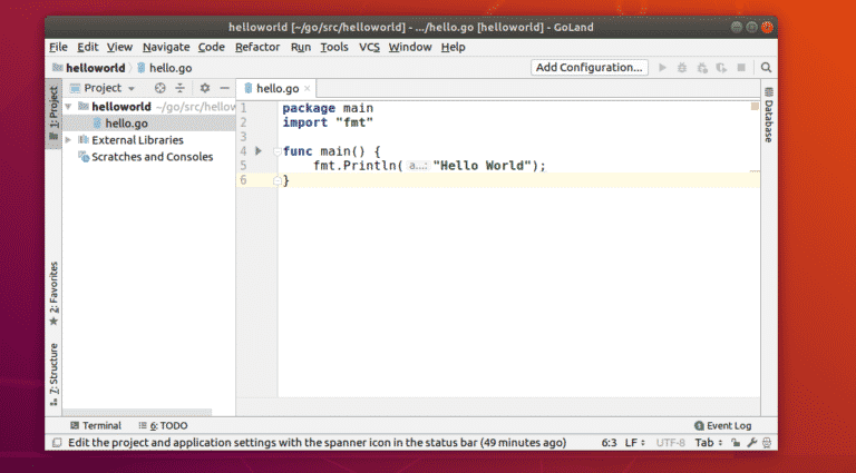 Go hello world. Golang hello World. Hello World Goland. Goland ide. Goland create Project from git.