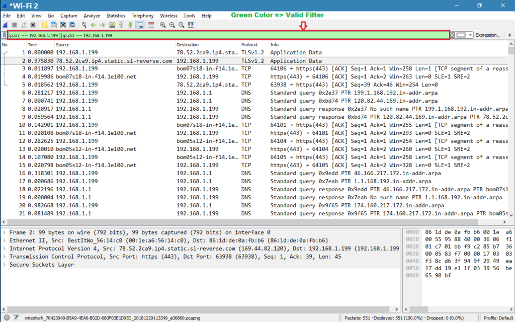 wireshark capture filter or