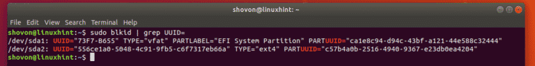 Узнать uuid диска linux