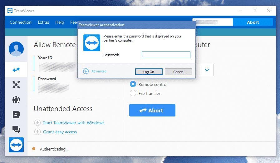 teamviewer linux client close but still be running