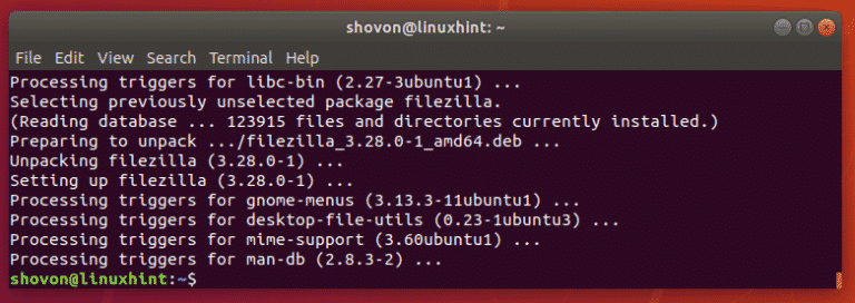 filezilla ubuntu command line