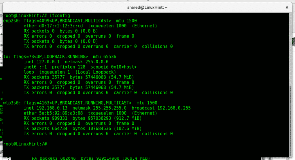 linux command line get mac address