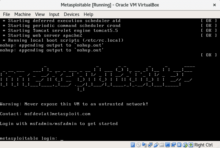 Create A Training Environment For Metasploitable 2 Linux Hint