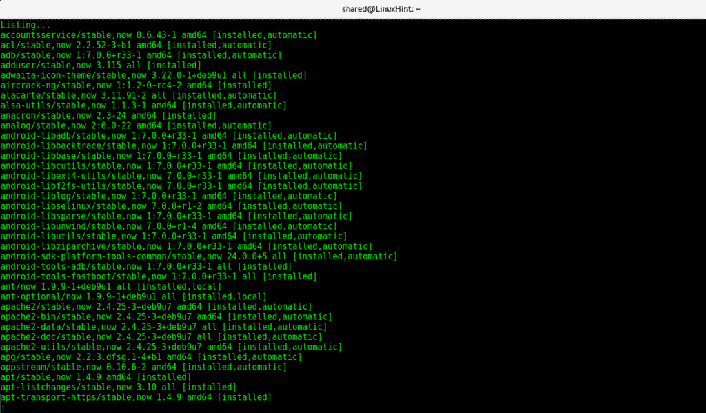 Debian packages list. Utils.