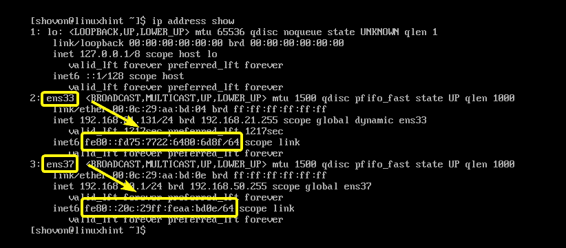 linux ip command get mac address