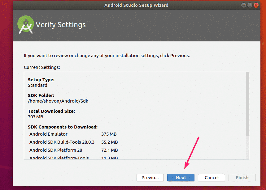 Verify settings. Android Studio Setup Wizard License Agreement.