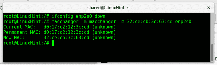 change mac on linux