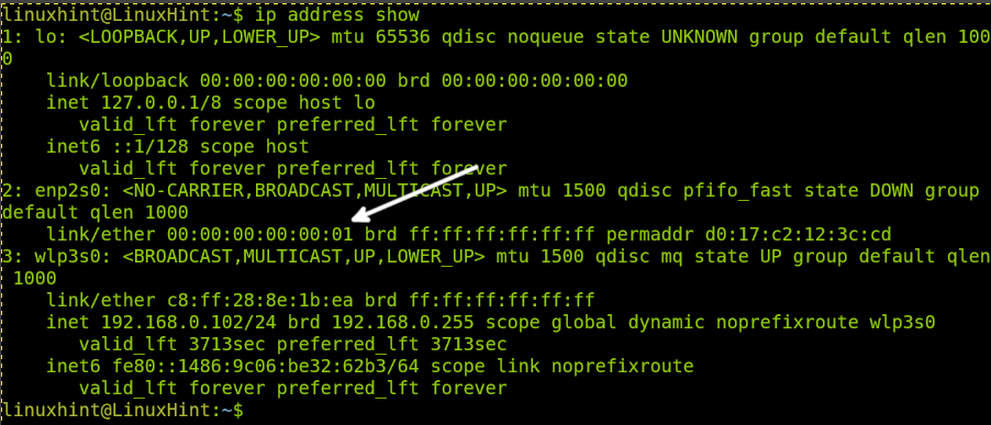 how to get mac address linux