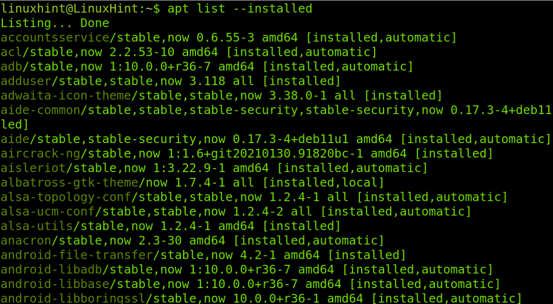 List All Installed Packages on Debian 11