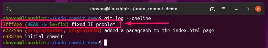 Last commit. Undo commit что это.