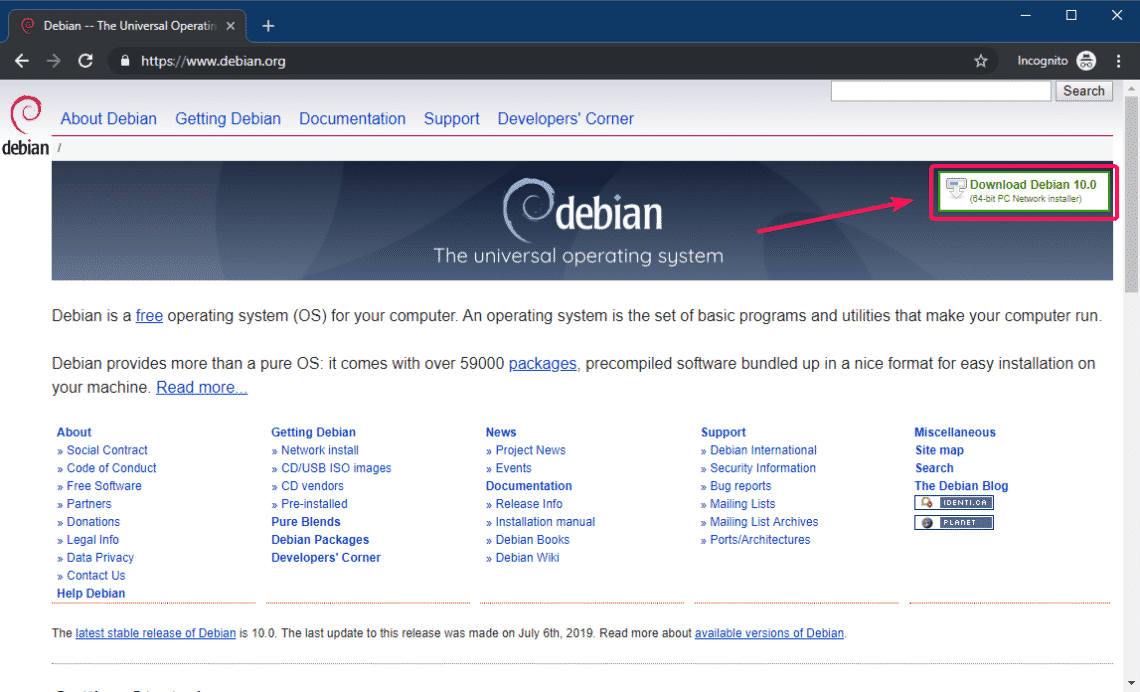 downloading Debian