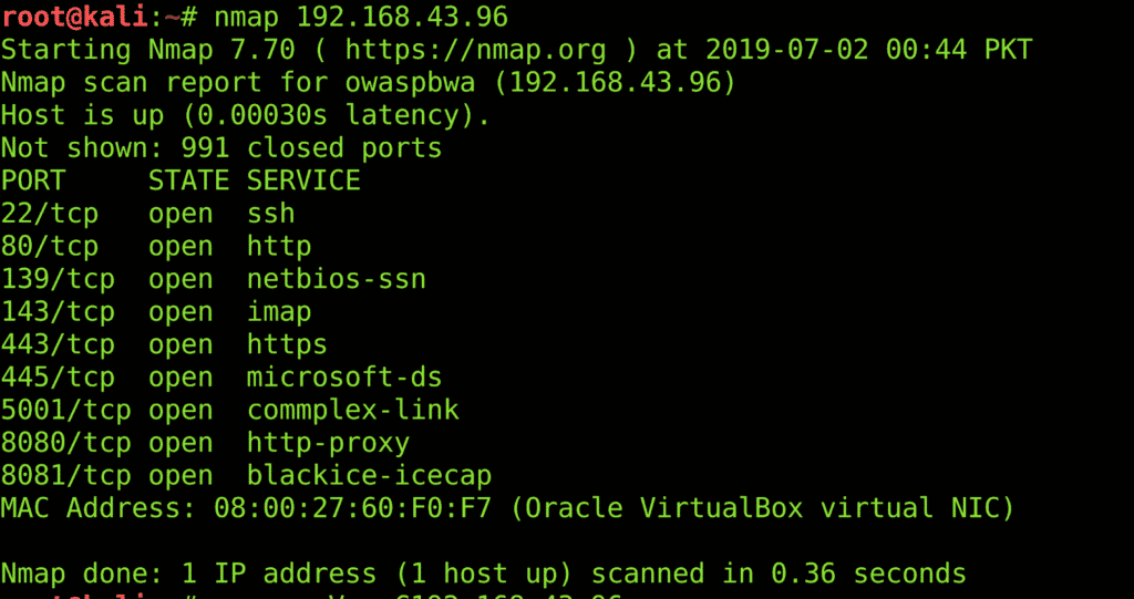Nmap kali.