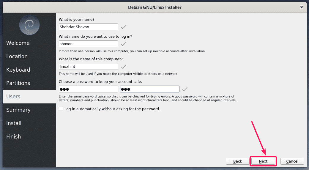Password 8 characters. Debian 10 установка. Установщик Debian 12. Установка MC на Debian. Пароль user установка Debian.
