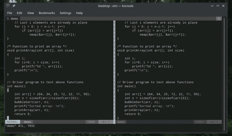 vim open new file in split screen